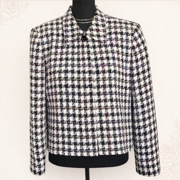 Doncaster Jackets & Blazers - Doncaster Tweed Houndstooth Cropped Jacket Blazer Black White Size 14